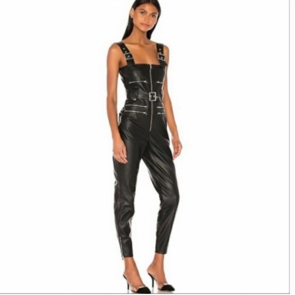 We Wore What Vegan Leather Moto Overalls - Picture 3 of 3